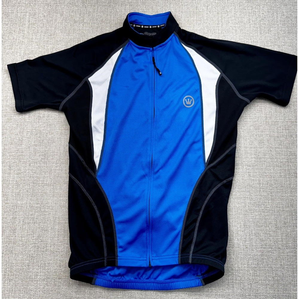 Canari Cycling Jersey Adult Medium Blue Full Zip Sports Stretch Mens